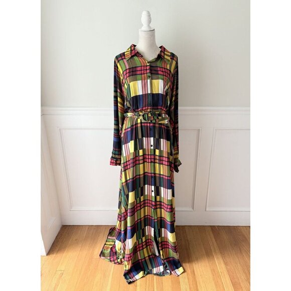 Eien USA Colorful Plaid Maxi Dress Plus 2X NWOT - Picture 3 of 7